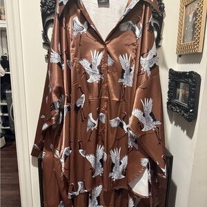 Dresses in LaLa Discontinued Satin Playsuit Crane Pattern L/XL